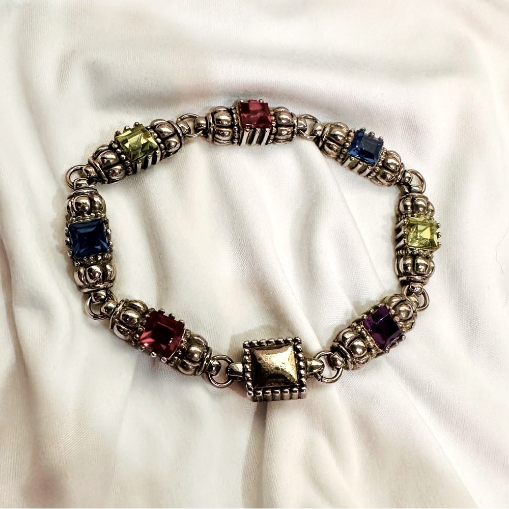 Silver gemstone bracelet
